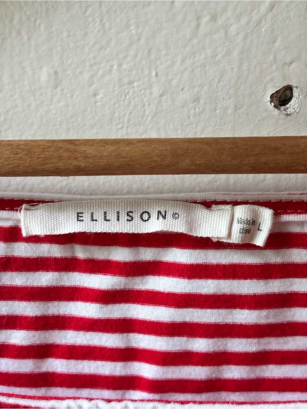 Ellison Striped Shirt Boatneck Red Nautical French Girl Summer Top EXC Large - Picture 5 of 7